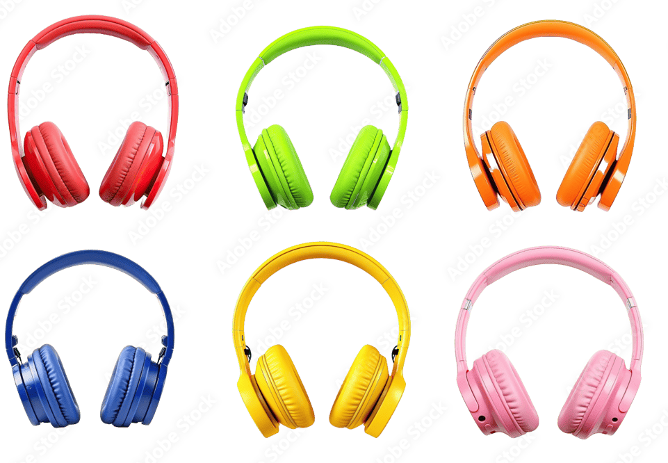 different colors headphones